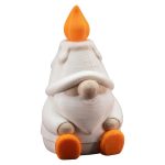 Candlelight Gnome Figurine with Flame Hat – Whimsical Nordic Holiday Decor, Shelf Sitter for Mantel or Desk