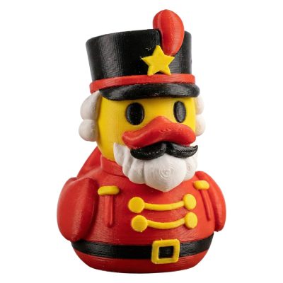 Nutcracker Duck Figurine – Festive Holiday Collectible for Shelf or Desk Display, Vibrant Red & Yellow Christmas Décor – 3D Printed in Canada — 3D Printed Collectible by 3DCentral