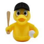 Baseball Bat Duck Figurine – Funny Yellow Duck Statue, Novelty Sports Duck Collectible, Baseball Gift for Fans & Coaches, Quirky Desk Décor