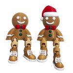 Articulated Gingerbread Man with Holiday Bowtie & Shoes – Cute Christmas Shelf Sitter Figurine