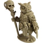 The Necromancer Owl Figurine – Dark Fantasy Owl with Skull Staff