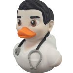 Male Doctor Duck Figurine – Funny Medical Duck Collectible in Lab Coat with Stethoscope for Desk Decor & Gag Gifts