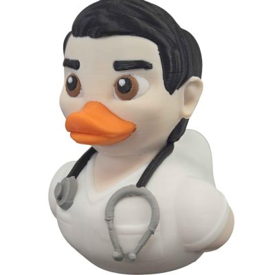 Male Doctor Duck Figurine – Funny Medical Duck Collectible in Lab Coat with Stethoscope for Desk Decor & Gag Gifts – 3D Printed in Canada — 3D Printed Collectible by 3DCentral