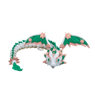 Floral Empress Articulated Dragon Figurine – Botanical Fantasy Fidget Sculpture with Cherry Blossom Details – 3D Printed in Canada — 3D Printed Collectible by 3DCentral