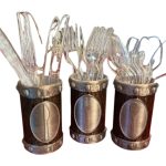 Rustic Wood Silverware Holders Set – Medieval-Inspired Utensil Organizers