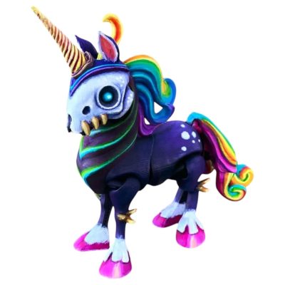 Articulated Spooky Unicorn Figurine – Dark Fantasy Desk Fidget for Teens & Adults – Stress Relief & Collectible – 3D Printed in Canada — 3D Printed Collectible by 3DCentral