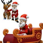 Articulated Santa Claus with Sleigh & Reindeer – Christmas Figurine Set for DIY Painting & Display – Poseable Holiday Decoration