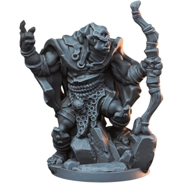 Figurine archer orque sur socle rocheux