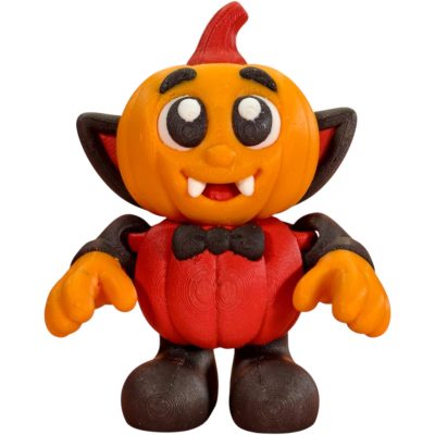 Vampire Pumpkin Figurine with Joints – Fun Flexible Halloween Desk Decoration or Shelf Collectible for Teens & Adults – 3D Printed in Canada — 3D Printed Collectible by 3DCentral