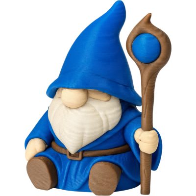 Wizard Gnome Figurine with Staff – Fantasy Sorcerer Desk Decor for Shelf, Office, or Gift Display – 3D Printed in Canada — 3D Printed Collectible by 3DCentral