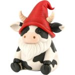 Whimsical Dairy Cow Gnome Figurine with Red Hat – Cute Farmhouse Decor for Desk, Shelf or Tiered Tray – Collectible-Friendly Collectible for Teens & Adults