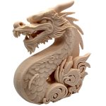 Cloud Dragon Figurine – Carved Wood-Style Mythical Serpent Sculpture for Shelf, Desk, or Altar – Eastern Dragon Aesthetic for Fantasy Decor