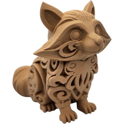 Wood Carved-Style Raccoon Figurine – Cute 3D Printed Forest Animal Sculpture for Rustic Shelf Decor, Nature Collectors & Gift Displays – 3D Printed in Canada — 3D Printed Collectible by 3DCentral