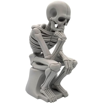 Contemplative Skeleton Figurine – Funny Gothic Skeleton Statue in Deep Thought, Halloween Decoration – 3D Printed in Canada — 3D Printed Collectible by 3DCentral