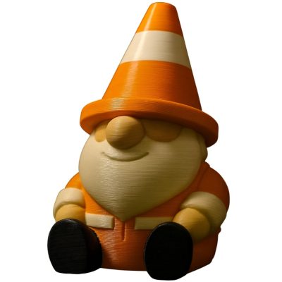 Construction Cone Gnome Figurine – Funny Safety Cone Hat Shelf Sitter, Road Crew Decor Accent for Desk or Workshop – 3D Printed in Canada — 3D Printed Collectible by 3DCentral