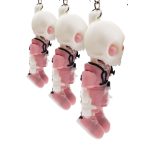 3-Pack Articulated Skeleton Nurse Keychains – Poseable Medical Collectible Gift for Teens & Adults, Mini Skeleton in Scrubs with Keyring & Clip – 3D Printed in Canada (Pink) — 3D Printed Collectible by 3DCentral