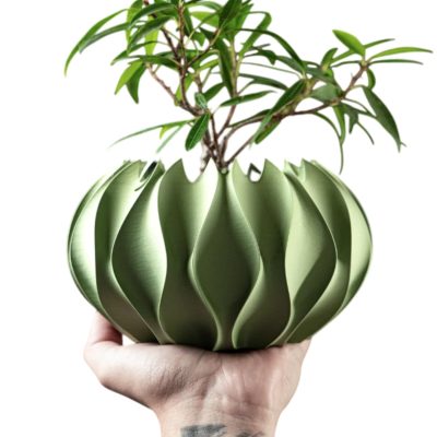 Swirled Wave Planter Pot – Sculpted Modern Indoor Plant Container for Succulents & Home Decor – 3D Printed in Canada — 3D Printed Collectible by 3DCentral