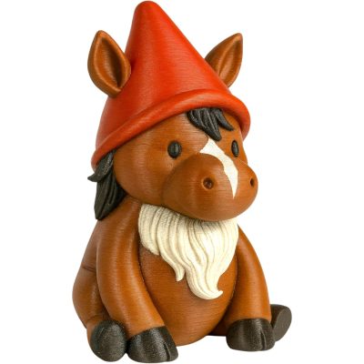 Horse Gnome Figurine – Cute Cowboy Horse with Red Gnome Hat – Funny Shelf Sitter Animal Gnome Statue for Farmhouse or Office Décor – Horsie Lover Gift for Adults – 3D Printed in Canada — 3D Printed Collectible by 3DCentral
