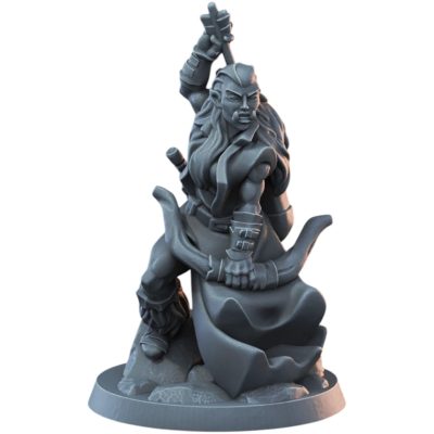 Half-Orc Female Ranger Miniature for Fantasy Wargaming – Dynamic Bow-Wielding Half-Orc Hero – Unpainted 3D Printed RPG Figure — 3D Printed Collectible by 3DCentral