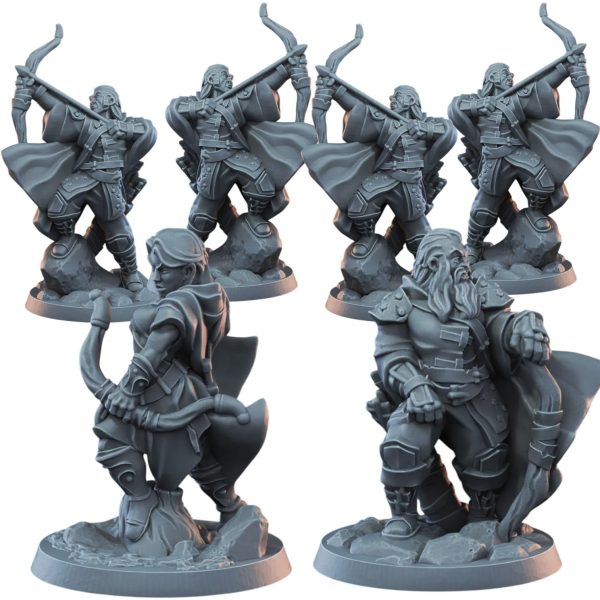 Bande d&rsquo;archers – Lot de 6 figurines d&rsquo;arquebusiers fantastiques