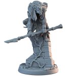 Perched Goblin Scout Miniature with Spear on Ruins for Fantasy RPGs, Dioramas & Painting