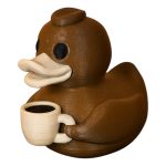 Coffee Duck Figurine – Cute Brown Duck with Cup for Desk, Shelf or Gift Display – Fun Collectible Decor for Coffee Lovers & Adults
