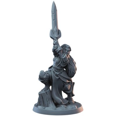 Fighter Female Miniature with Greatsword for Fantasy Tabletop RPGs – 32mm Resin Model for Painting & Roleplaying – 3D Printed in Canada — 3D Printed Collectible by 3DCentral