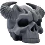 Demon Skull Figurine with Curved Horns