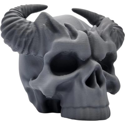 Demon Skull Figurine with Curved Horns – Gothic Fantasy Skull Decor for Tabletop Displays, Horror Collections & RPG Terrain – 3D Printed in Canada — 3D Printed Collectible by 3DCentral