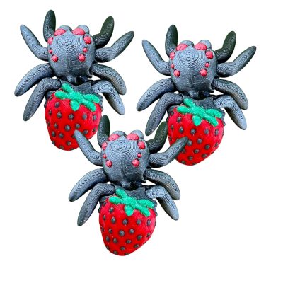 Strawberry Spider Figurine 5-Pack – Articulated Spider Fidgets with Cute Berry Bodies – Creepy Cute Foodie Decor or Desk Toy for Teens & Adults – 3D Printed in Canada — 3D Printed Collectible by 3DCentral