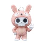 Skubbies – Tuff Pink Bunny Skeleton Mini Figurine Collectible, 2" – Pack of 5 with Keychain Ring Connector – Cute Backpack & Purse Accessory for Teens & Adults – 3D Printed in Canada — 3D Printed Collectible by 3DCentral