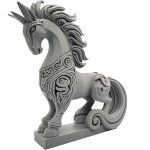 Carved Mythology Horse Statue with Flowing Mane & Celtic-Inspired Patterns – Decorative Fantasy Figurine – DIY Paintable Sculpture – 3D Printed in Canada — 3D Printed Collectible by 3DCentral