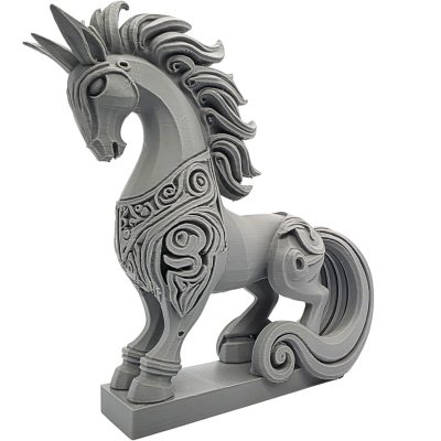 Carved Mythology Horse Statue with Flowing Mane & Celtic-Inspired Patterns – Decorative Fantasy Figurine – DIY Paintable Sculpture – 3D Printed in Canada — 3D Printed Collectible by 3DCentral