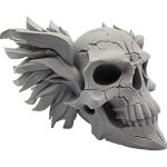 Cracked Winged Skull – Gothic Skull Sculpture with Feathered Wings and Fractured Bone Texture – Fantasy Skeleton Head for Shelf, Studio or Halloween Display – 3D Printed in Canada — 3D Printed Collectible by 3DCentral