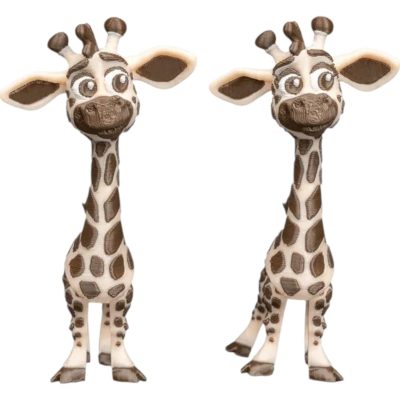 Adorable Giraffe Figurine Pair – Cute Cartoon Animal Statue Set for Desk, Shelf or Office Décor – Multicolor Collectible Gift for Teens & Adults – 3D Printed in Canada — 3D Printed Collectible by 3DCentral