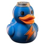 Energy Drink Duck Figurine – Funny Rubber Duck Alternative with Lightning Bolt & Can Hat – Energy-Themed Shelf Decor, Office Gag Gift, Gamer Desk Ornament