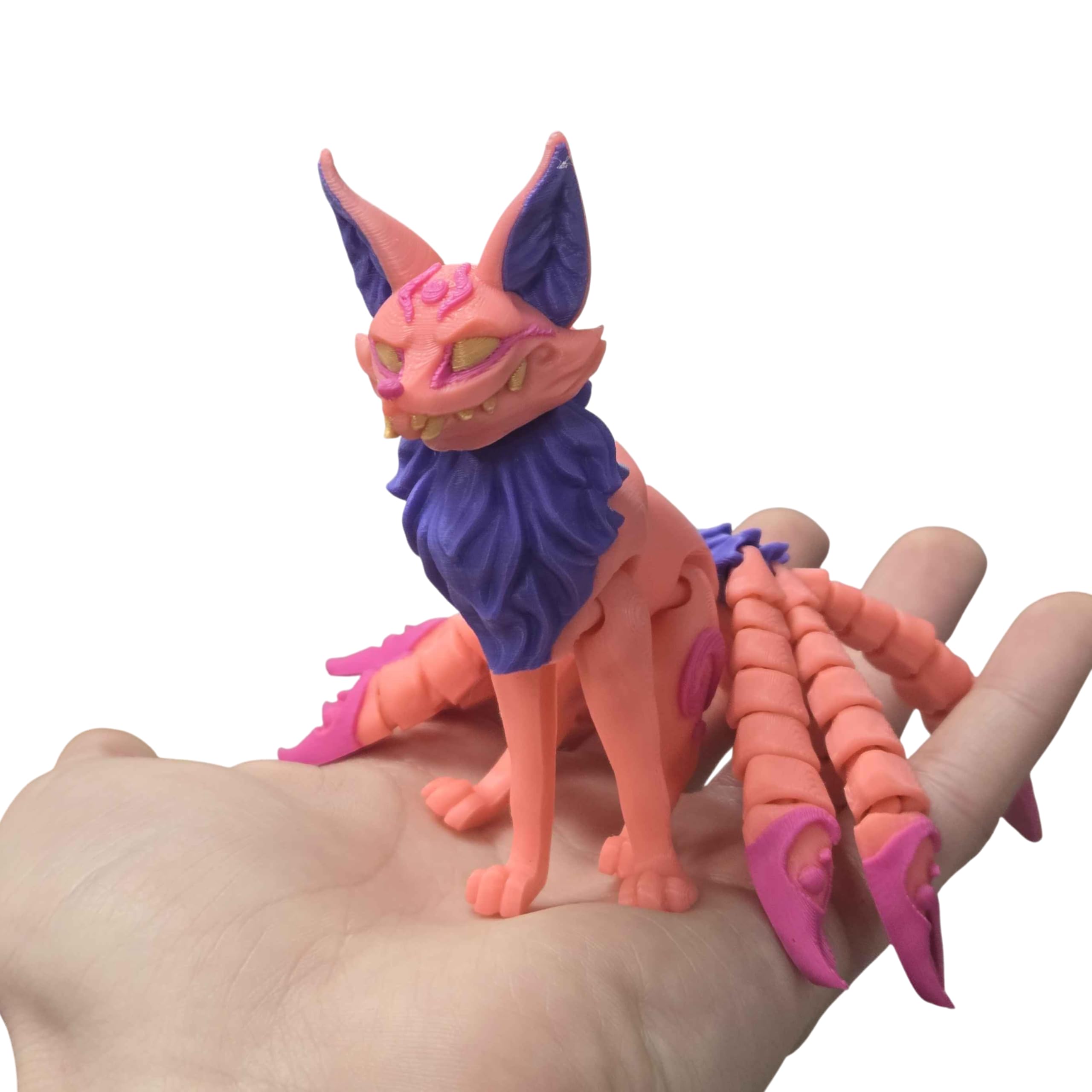 Articulated Twisty Kitsune Fox Figurine – Nine-Tailed Japanese Fox Spirit Statue – Demon Fox Collectible Mythical Desk Ornament & Home Decor – 3D Printed in Canada — 3D Printed Collectible by 3DCentral