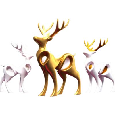 Elegant Modern Reindeer Christmas & Winter Decor – Luxe Minimalist Sculpture Set – 3D Printed in Canada — 3D Printed Collectible by 3DCentral