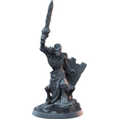 Skeleton Champion Miniature with Raised Sword for Tabletop RPG, Wargaming & Painting – Fantasy Undead Leader for Dungeon Encounters – 3D Printed in Canada — 3D Printed Collectible by 3DCentral