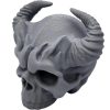 Demon Skull Figurine with Curved Horns – Gothic Fantasy Skull Decor for Tabletop Displays, Horror Collections & RPG Terrain – 3D Printed in Canada — 3D Printed Collectible by 3DCentral