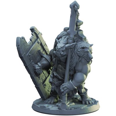 Armored Ogre Miniature – Fantasy Ogre with Bear Cloak, Club & Shield for Tabletop RPGs & Dioramas – 3D Printed in Canada — 3D Printed Collectible by 3DCentral