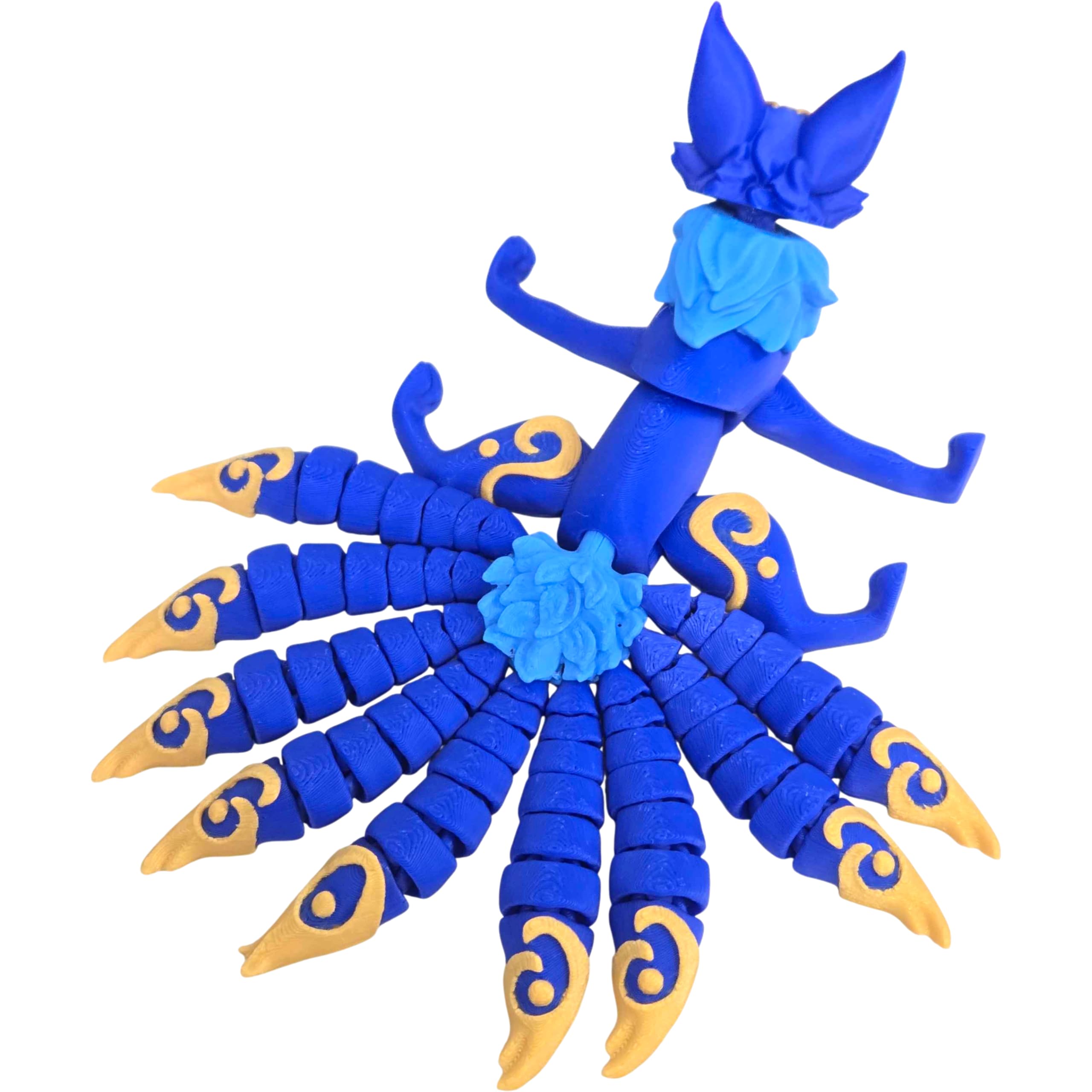 Articulated Twisty Kitsune Fox Figurine – Nine-Tailed Japanese Fox Spirit Statue – Demon Fox Collectible Mythical Desk Ornament & Home Decor – 3D Printed in Canada — 3D Printed Collectible by 3DCentral