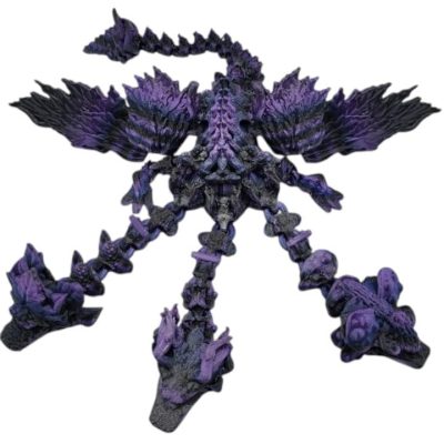 Tri-Forest Dragon Articulated Fantasy Figurine – Triple-Headed Posable Dragon for Display, Fidgeting & Collectors – 3D Printed in Canada — 3D Printed Collectible by 3DCentral