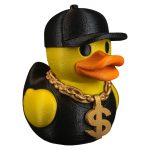 Hip Hop Rapper Duck Figurine with Gold Chain & Hat – Funny Urban Style Duck Decor for Desk or Shelf – Collectible Gift for Adults & Teens