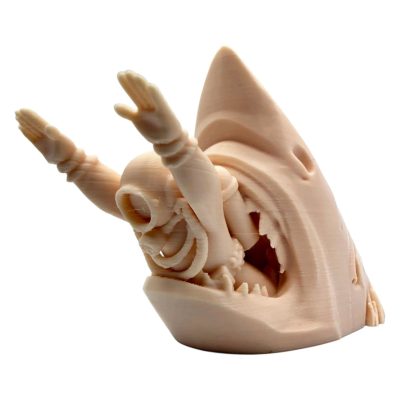 Funny Diver vs Shark Statue – Ocean-Themed Scuba Diver Figurine with Comedic Twist, Great White Shark Bite Pose – Hilarious Collectible Desk Decor – 3D Printed in Canada — 3D Printed Collectible by 3DCentral