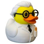 Scientist Duck Figurine – Nerdy Rubber Duck with Glasses, Lab Coat & Pen – Funny Science Desk Décor or Gift for STEM Fans – Quirky Collectible for Office or Shelf