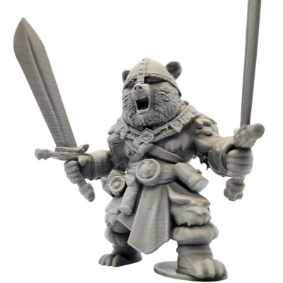 The Bearserker Figurine – Dual-Wielding Berserker Bear Warrior Miniature – Battle-Ready Fantasy Figurine for Painting & Display – 3D Printed in Canada — 3D Printed Collectible by 3DCentral