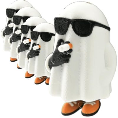 Halloween Ghost Smoking Articulated Figurines (Pack of 5) – Poseable Edgy Mini Ghosts with Shades & Cigarette for Horror Decor, Gothic Displays & Spooky Collectors – 3D Printed in Canada — 3D Printed Collectible by 3DCentral