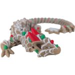 Gingerbread Articulating Dragon – Festive 3D Printed Figurine for Teens and Adults – Holiday Desk Accessory for Decorative Display and Collection – 3D Printed in Canada