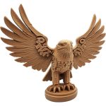 Majestic Eagle Figurine with Outstretched Wings – Wood-Look 3D Printed Bald Eagle Sculpture for Desk or Shelf Display